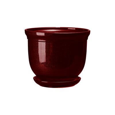 Doniczka ceramiczna z podstawką grecka 16 x 19,5 cm bordowy połysk symbol 642