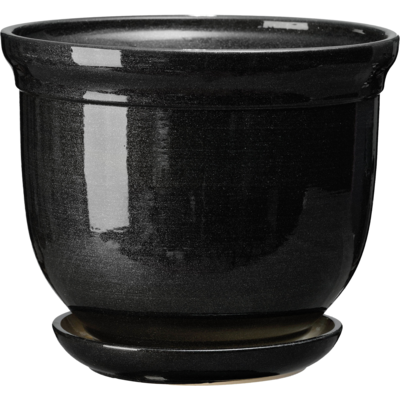 Doniczka ceramiczna z podstawką grecka 16 x 19,5 cm szary połysk symbol 642