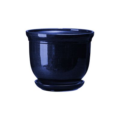 Doniczka ceramiczna z podstawką grecka 13 x 15,5 cm granatowy połysk symbol 643