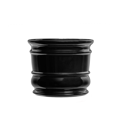 Doniczka ceramiczna z podstawką beczka czarny 10 x 11 cm