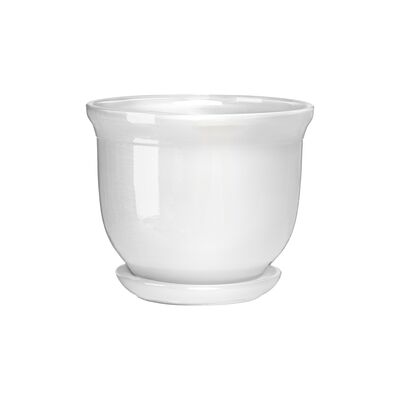 Doniczka ceramiczna z podstawką grecka 16 x 19,5 cm biały (odcień szary) połysk symbol 642