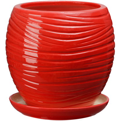 Doniczka ceramiczna z podstawką naomi 26 x 26 cm czerwony połysk symbol 1013