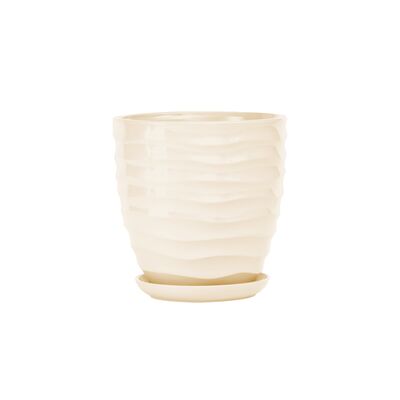 Doniczka ceramiczna z podstawką duna 22 x 21 cm krem połysk symbol 3012