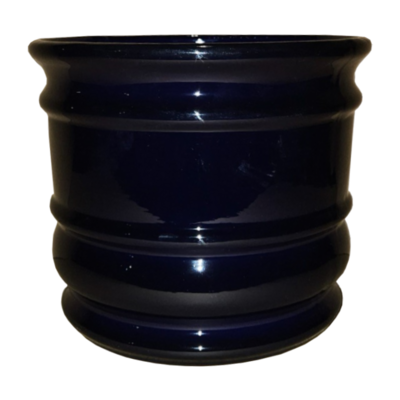 Doniczka ceramiczna z podstawką beczka granatowy 24 x 27,5 cm