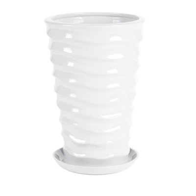 Doniczka ceramiczna z podstawką irma duna 50 x 28 cm biały (odcień szary) połysk symbol B-3015