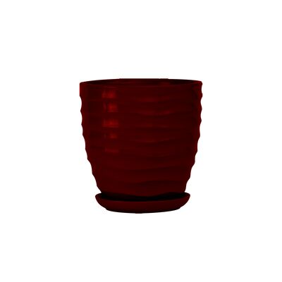 Doniczka ceramiczna z podstawką duna 15 x 14 cm bordowy połysk symbol 3010