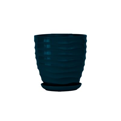 Doniczka ceramiczna z podstawką duna 18 x 17 cm antracyt połysk symbol 3011