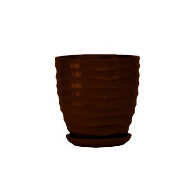 Doniczka ceramiczna z podstawką duna 18 x 17 cm brąz połysk symbol 3011