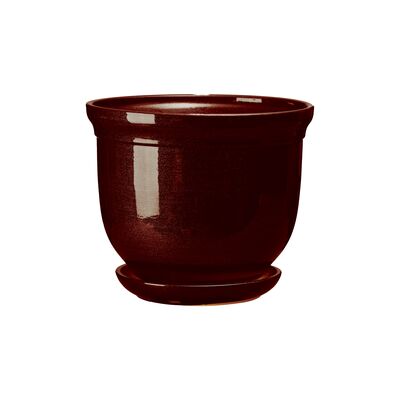 Doniczka ceramiczna z podstawką grecka 11 x 12,5 cm brąz połysk symbol 644