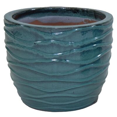 Donica Glazed Hori Wave Moss Green 19 cm turkusowy
