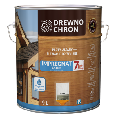 Impregnat EXTRA powłokotwórczy bialy 9 l Drewnochron