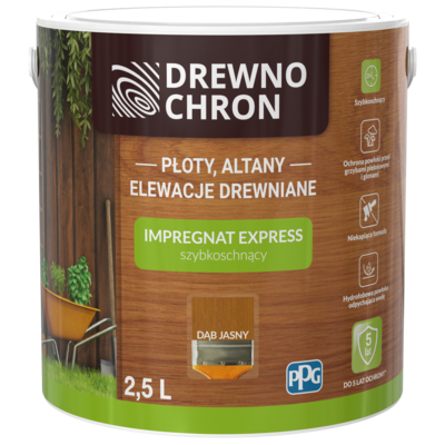 Impregnat EXPRESS szybkoschnący dąb jasny 2,5 l Drewnochron