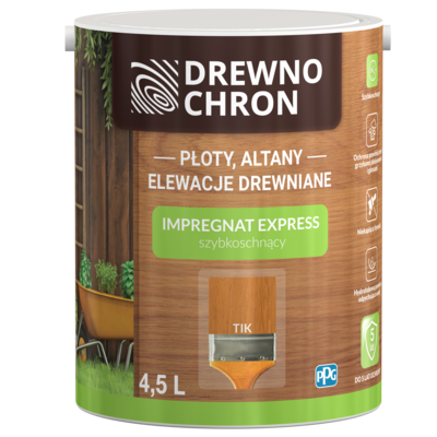 Impregnat EXPRESS szybkoschnący tik 4,5 l Drewnochron