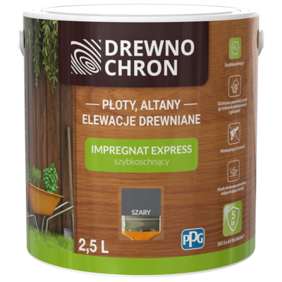 Impregnat EXPRESS szybkoschnący szary 2,5 l Drewnochron