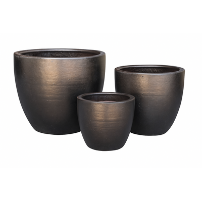 Doniczka ceramiczna 3 sztuki Glazed Egg Pot Bronze brązowy