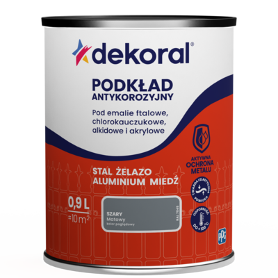 Podkład antykorozyjny szary RAL7045 0,9 l Dekoral