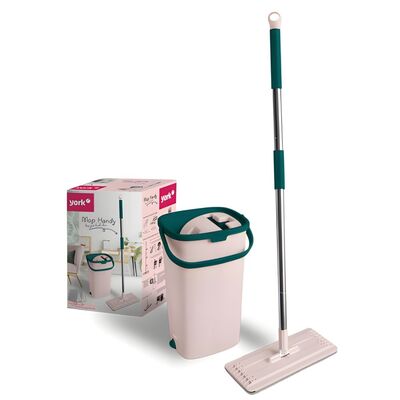 Mop płaski Handy 31 x 12 cm z trzonkiem teleskopowym 120 cm  z wiadrem 6 l