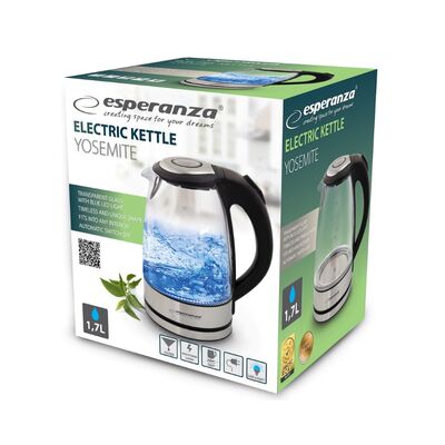 Czajnik szklany Yosemite 1,7 l 2200 W czarny Esperanza