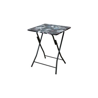 Stół składany Flower Black 60 x 75 cm w kwiaty czarny