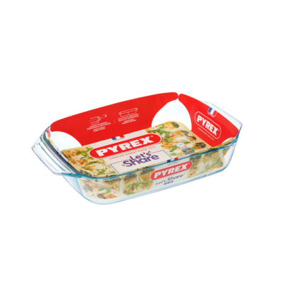 Brytfanna żaroodporna Let's share prostokątna 39 x 25 x 7 cm 4 l transparentny PYREX
