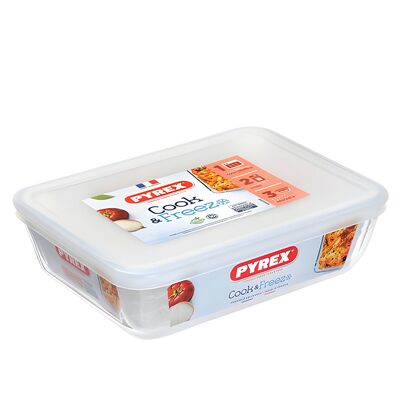Naczynie żaroodporne CookFreeze prostokątne z pokrywką 4 l transparentny PYREX