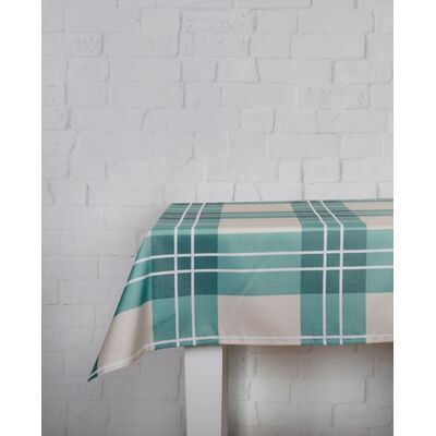 Obrus prostokątny Tartan kratka 110 x 160 cm biało-zielony