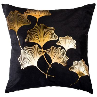 Poszewka Gold Ginkos złote kwiaty 40 x 40 cm czarny