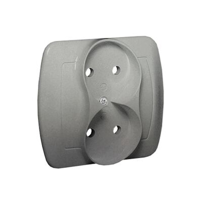 Gniazdo podwójne bez uziemienia akord AG2/26 aluminium