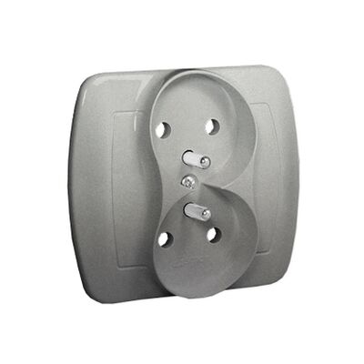 Gniazdo podwójne z uziemieniem akord AGZ2/26 aluminium