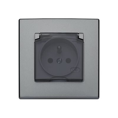 Gniazdo bryzgoszczelne pojedyncze milano inox IP44 klapka dymna