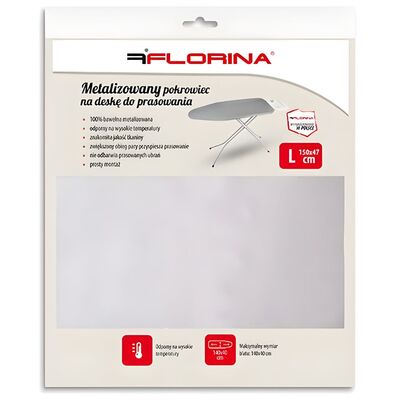 Pokrowiec na deskę metalizowany 150 x 47 cm szary PP