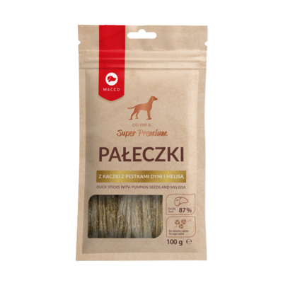 Przysmak dla psa pałeczki z kaczki z pestkami dyni i melisą 100 g Maced