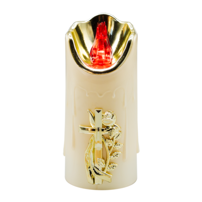 Świeca LED LUX czerwone światło 7 x 16 cm biało-złoty CORTINA POLAND