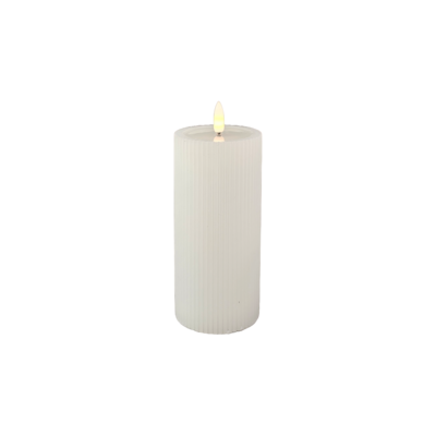 Świeczka LED ciepły biały efekt stopionego wosku karbowana 15 cm Ø 7 cm biały CORTINA POLAND