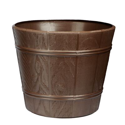 Doniczka drewnopodobna 22 cm brąz