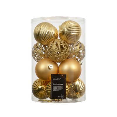 Bombki plastikowe mix złoty 8 cm 16 szt.