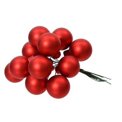 Bombki szklane na drutach mat 2 cm czerwone 144 szt.
