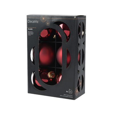 Bombki szklane mix połysk/mat 8 cm bordo 6 szt.