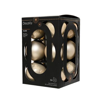 Bombki szklane mix emalia, mat 6 cm perłowe 12 szt.