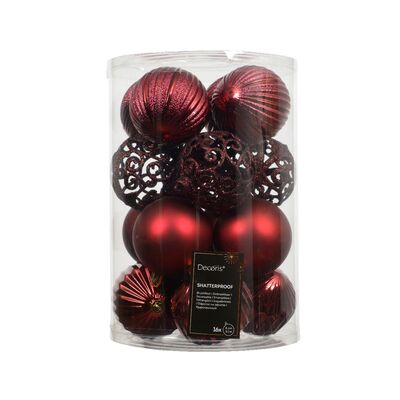 Bombki plastikowe mix 8 cm bordowe 16 szt.