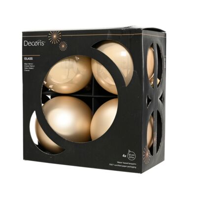 Bombki szklane mix emalia/mat 10 cm perłowy 4 szt.