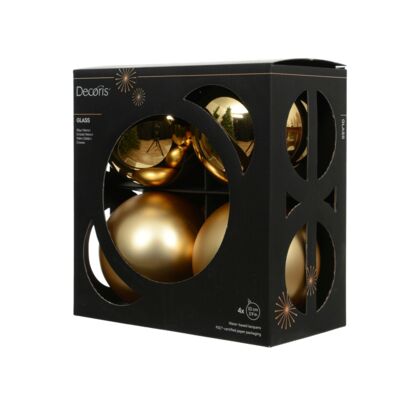 Bombki szklane mix połysk/mat 10 cm złoty 4 szt.