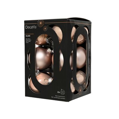 Bombka szklana mix emalia/mat 6 cm różowa 12 szt.