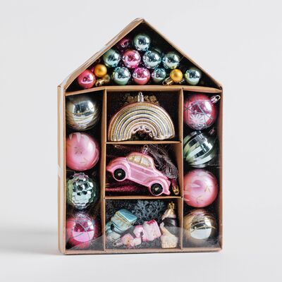 Bombki Festive House komplet 70 szt.różowo-niebieski