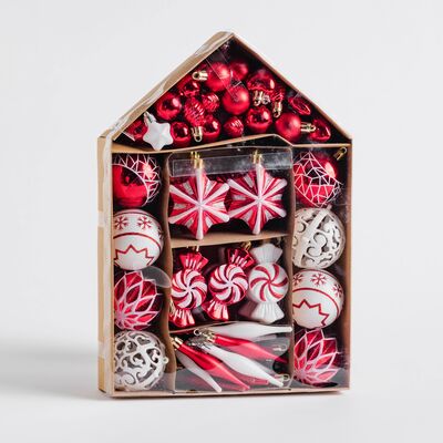 Bombki Festive House komplet 73 szt.czerwony