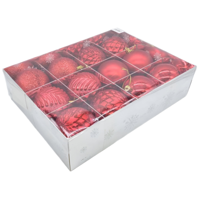 Bombki plastikowe 8 cm czerwone 12 szt.