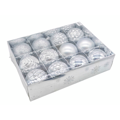 Bombki plastikowe 8 cm srebrne 12 szt.