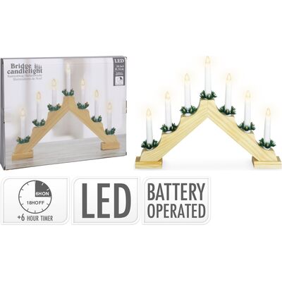 Świecznik adwentowy LED na baterie 33 x 41 cm drewniany