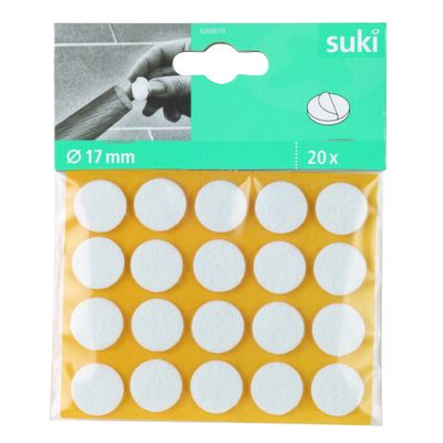Podkladki filcowe 17 mm przyklejane białe 20 szt. suki