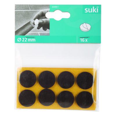 Podkladki filcowe 22 mm przyklejane brązowe 16 szt. suki